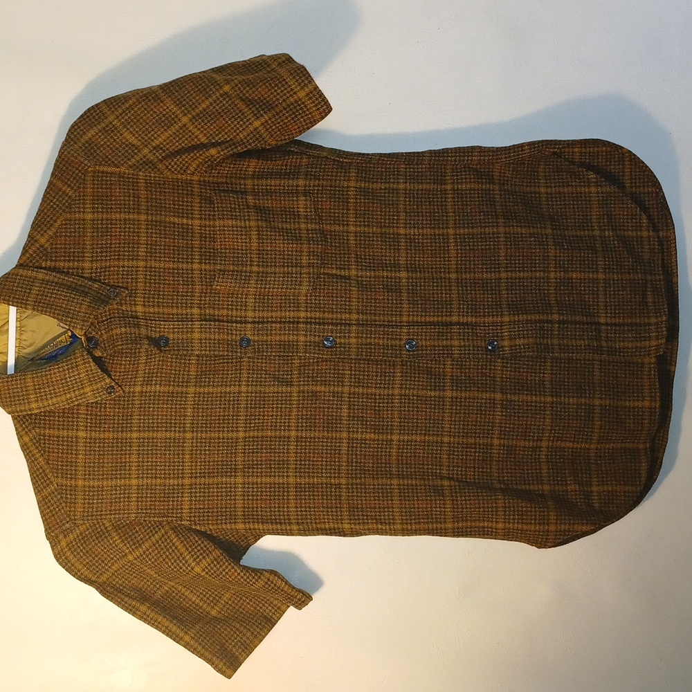Men's Pendleton Shirt Plaid Short Sleeve Flannel Button Down Wool Size M